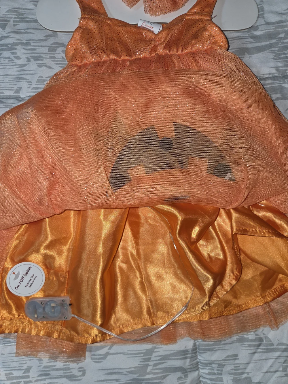 Girls Orange LED Pumpkin Costume Dress with Matching Headband 0-12 Months